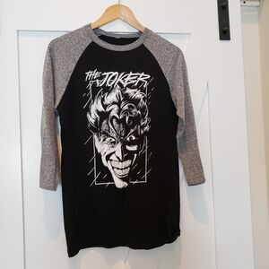 Halloween 𝅺the Joker, DC Comics Originals t shirt 3/4 sleeve black gray